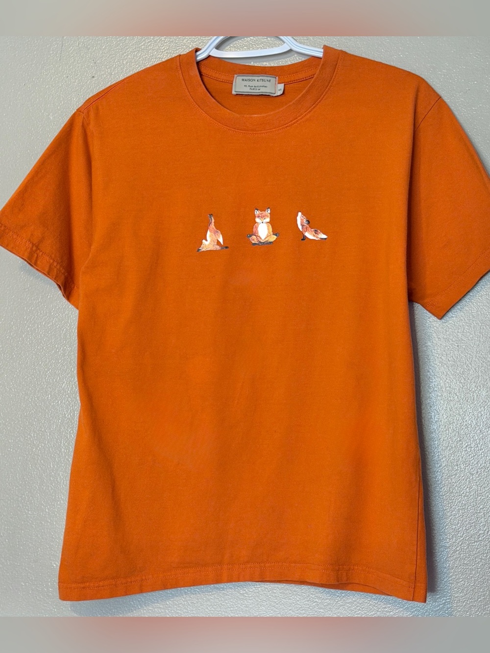 Maison Kitsune orange fox t-shirt Size S